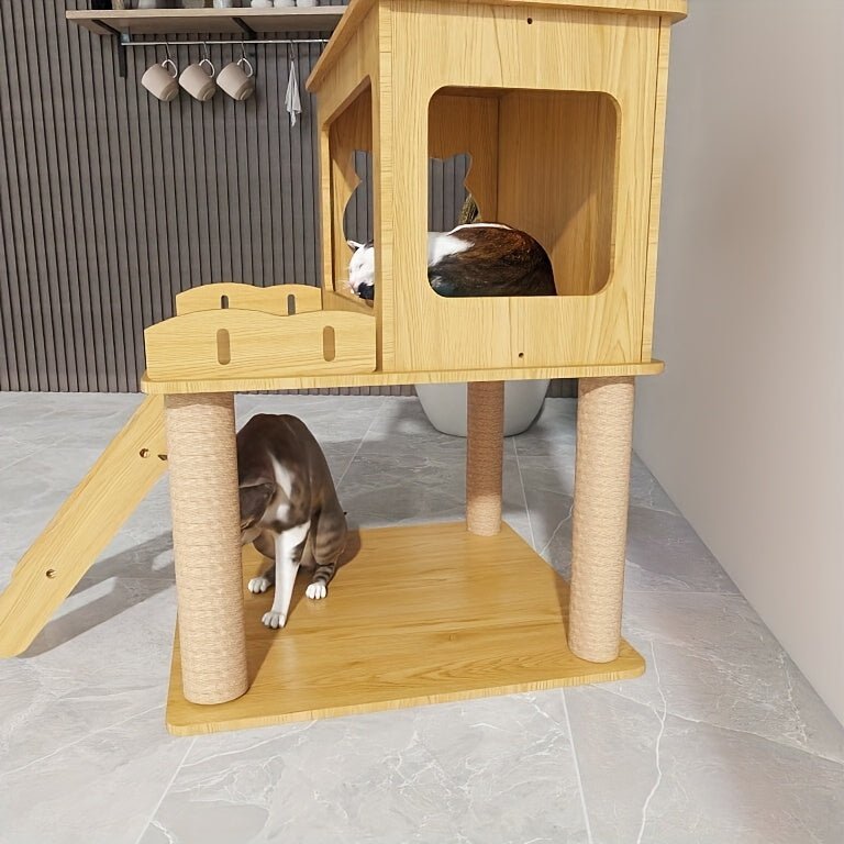 Arbre à Chat en Mélamine – Structure Solide Multiniveau pour Chats d’Intérieur - MinisPets