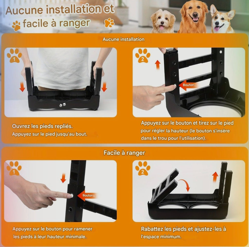 Gamelle anti - glouton surélevée réglable pour chien - MinisPets