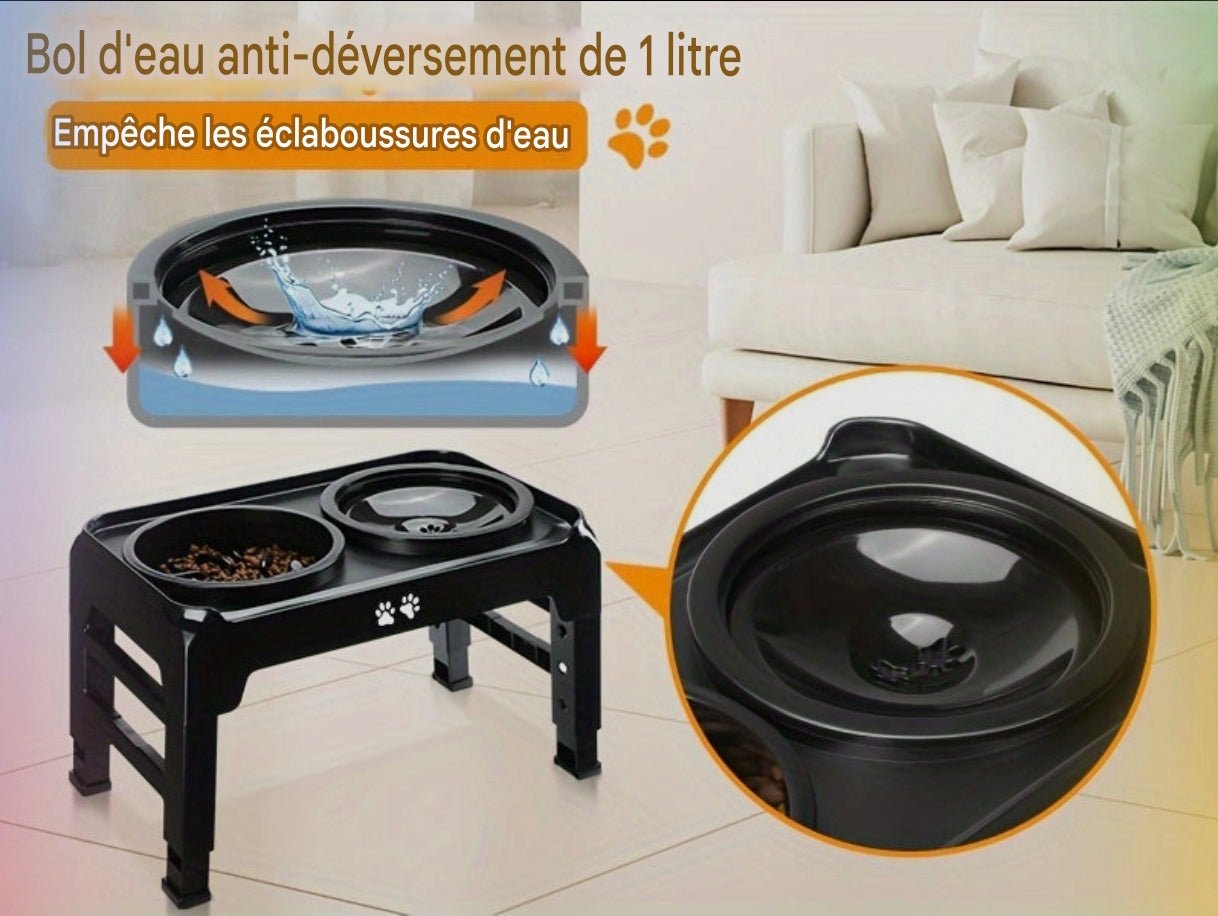 Gamelle anti - glouton surélevée réglable pour chien - MinisPets