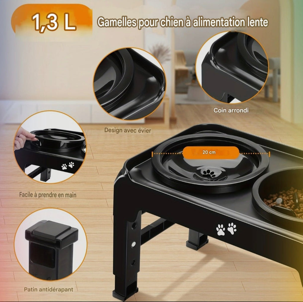 Gamelle anti - glouton surélevée réglable pour chien - MinisPets