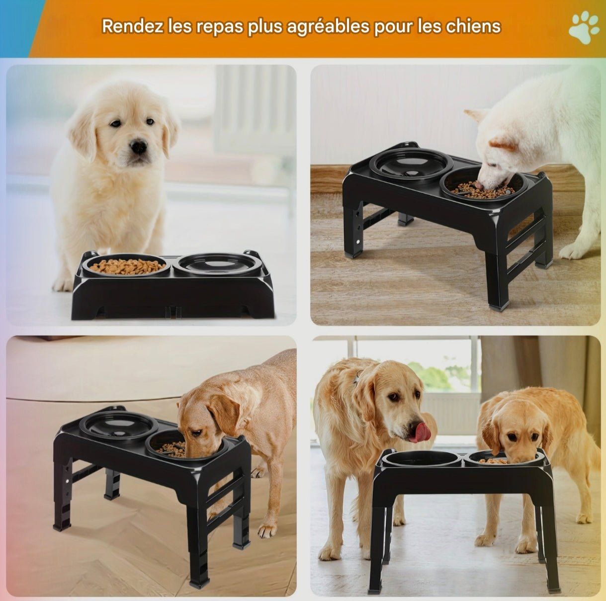 Gamelle anti - glouton surélevée réglable pour chien - MinisPets